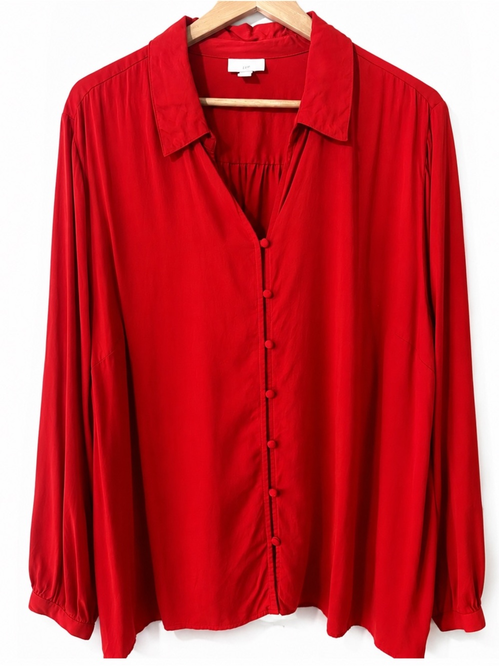 J. Jill Red Rust Button down Long-Sleeve flowy Shirt size 3X